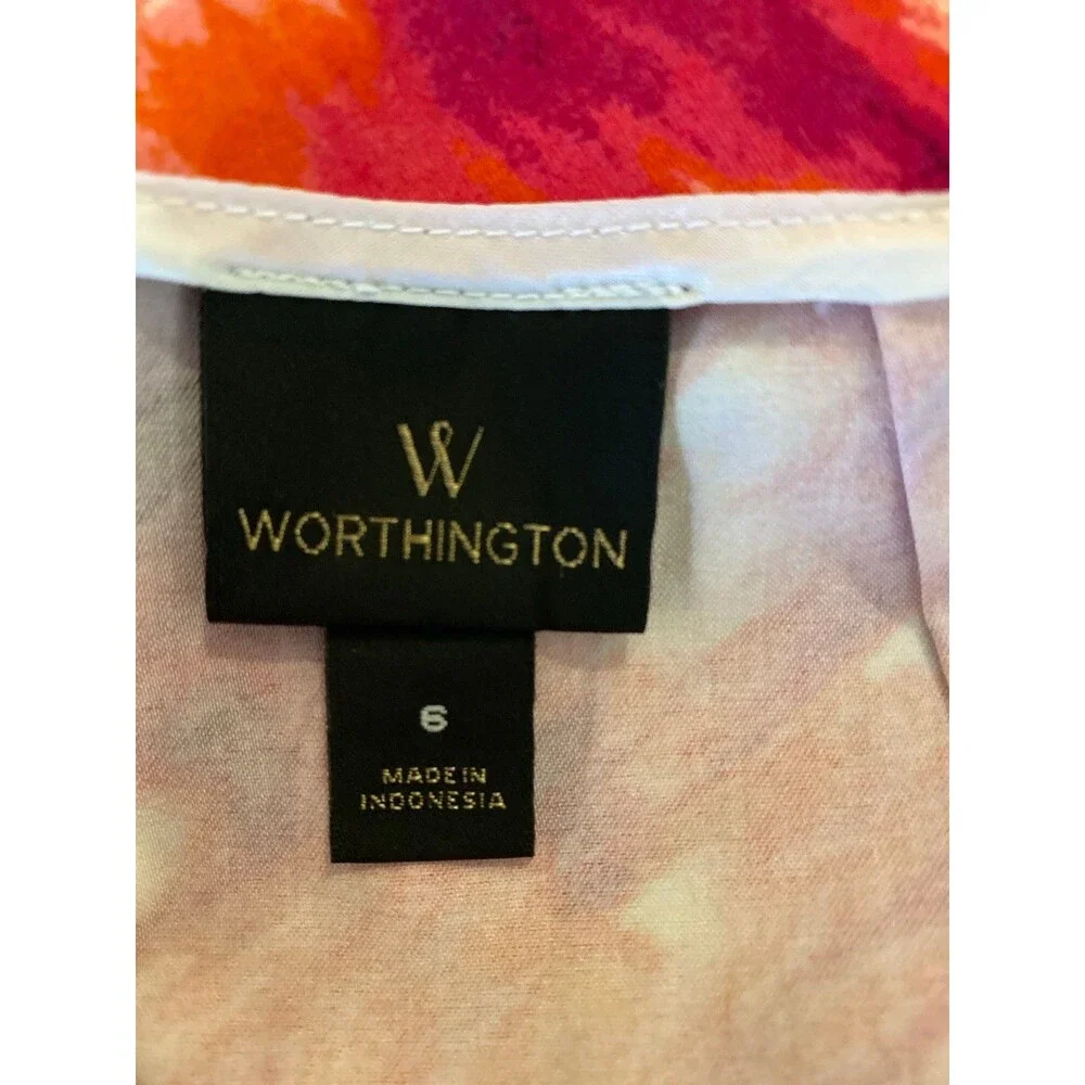 Worthington Pencil Skirt Size 6 Pink‎ Orange  Fitted Zipper Kick Pleat Work Wear